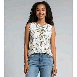 VINCE CAMUTO Camisole Tank Army/Olive Green Light Blue Ivory NWT Sz S